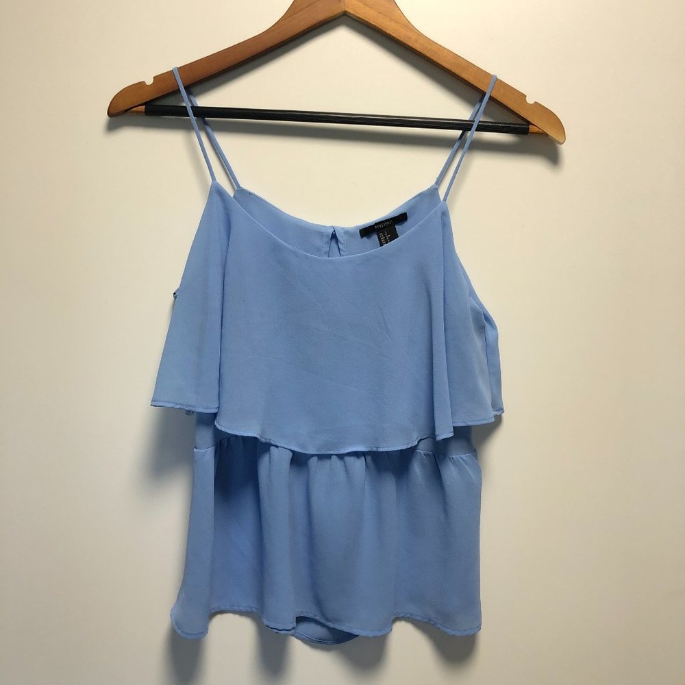 Forever 21 Sheer Layered Tank w/ Open Back light blue Small